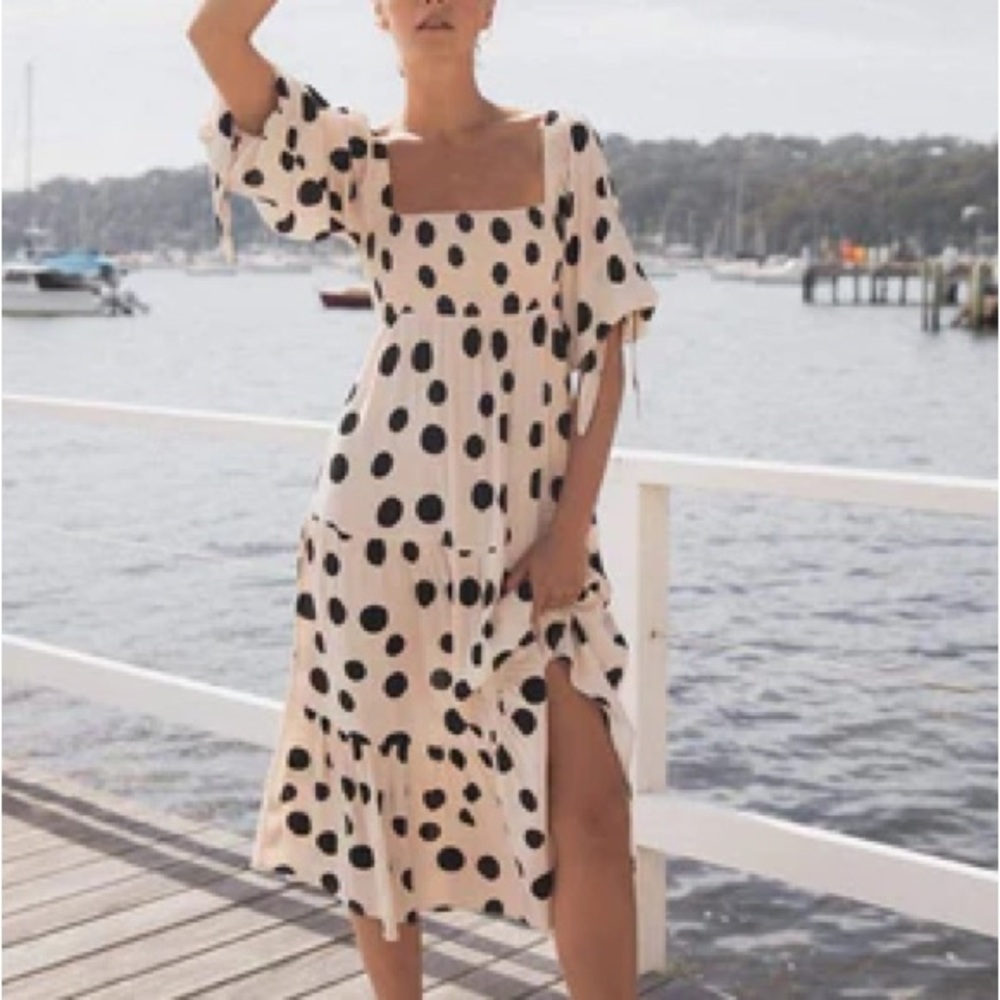 Kivari the Label polka-dot midi dress